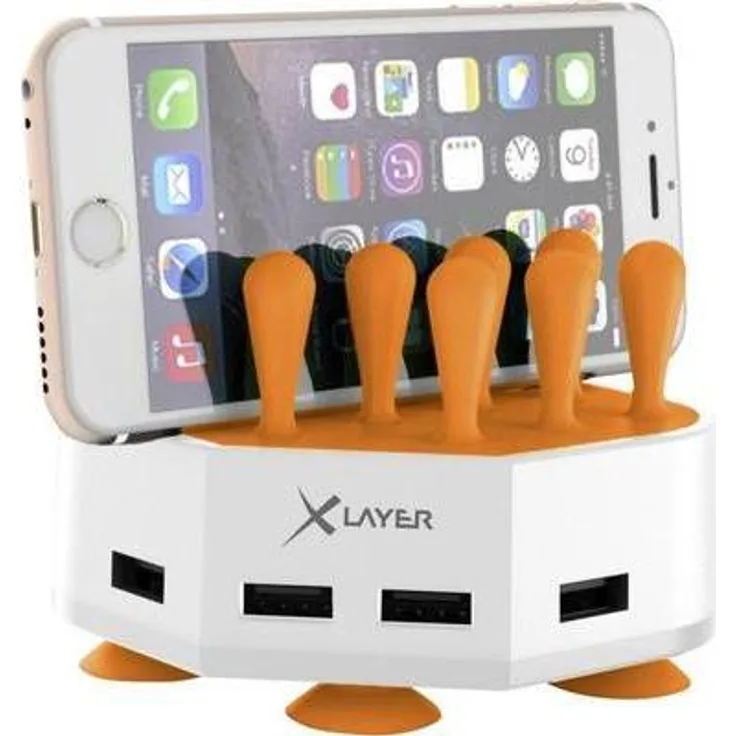 USB-Ladestation Xlayer Family Charger Mini 212730 Steckdose Ausgangsstrom (max.) 2400 mA 4 x USB weiß-Orange