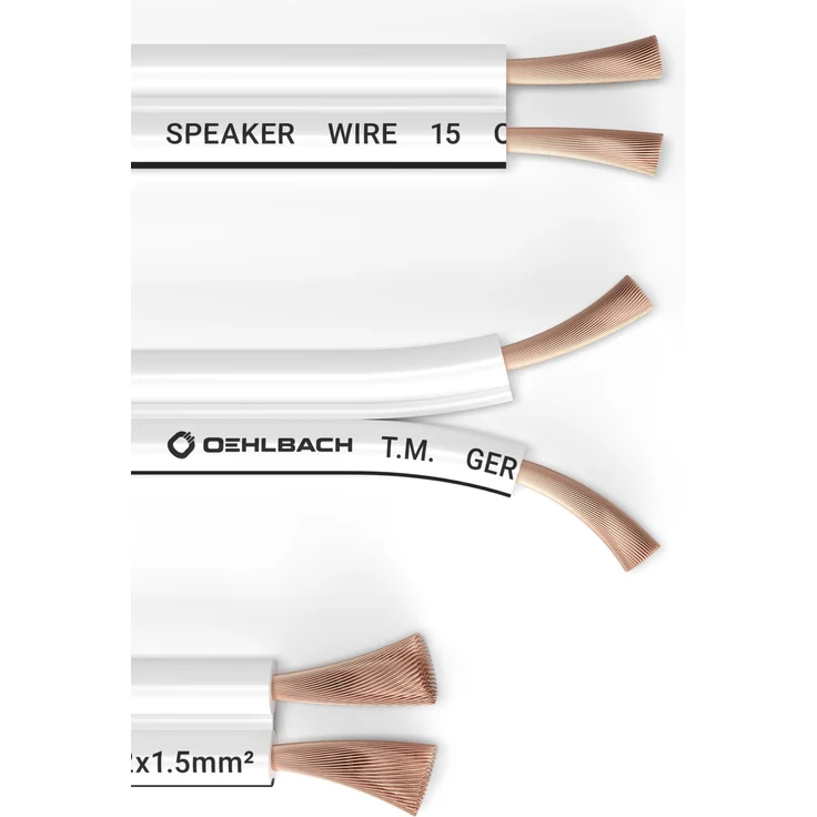 Oehlbach Speaker Wire SP-15 | Stereo HI-FI Lautsprecherkabel | Boxenkabel mit OFC (sauerstofffreies Kupfer) 2x1,5 mm² | Mini Spule Lautsprecher Kabel Weiß, 10m – Bild 3