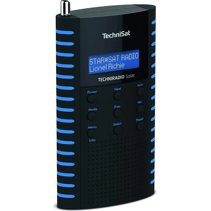 TechniSat TechniRadio Solar Tragbares Radio mit Wecker, LCD-Display, spritzwassergeschützt, schwarz, blau – Bild 3