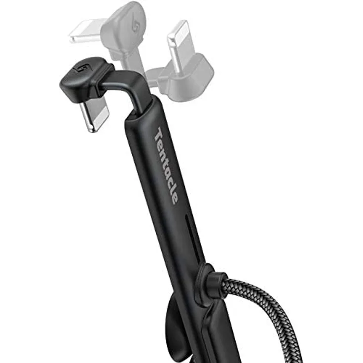 topp Gaming Tentacle, abgewinkeltes und flexibles Ladekabel, geeignet für Apple iPhone mit Lightning-Anschluss, schwarz