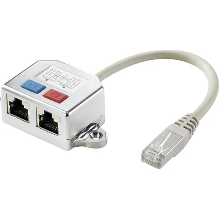 Renkforce RJ45 Netzwerk T-Adapter CAT 6 (2x RJ45-Buchse - 1x RJ45-Stecker) 15.00cm Metall