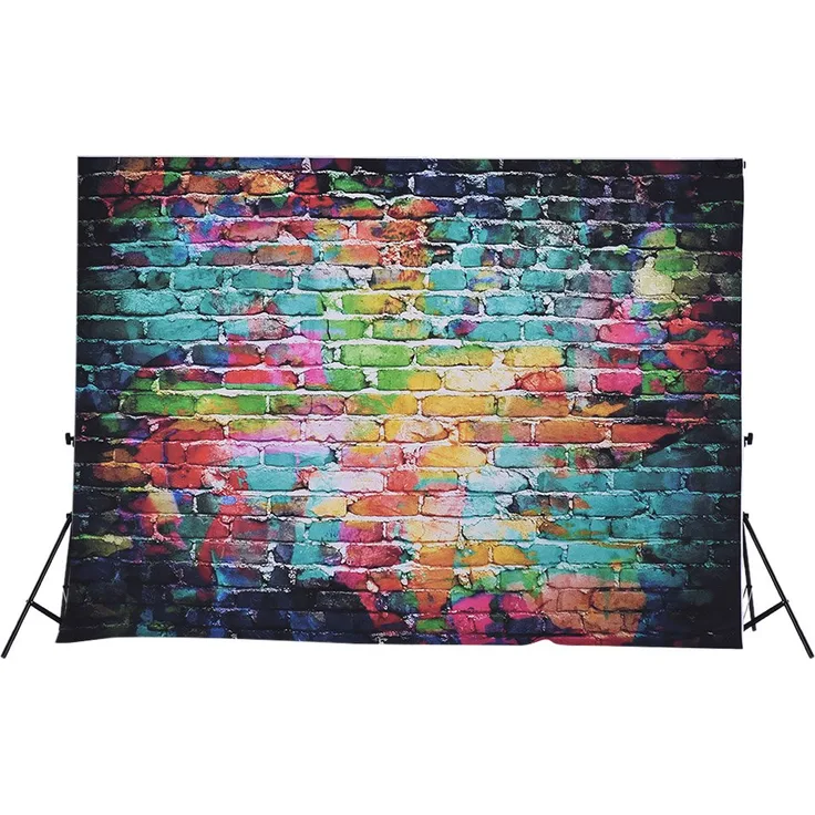 Andoer 1.5 * 2.1m / 5 * 6.9ft Fotografie Hintergrund Digital Gedruckt Bunte Doodle Scribble Backsteinmauer Muster für Kinder Kinder Baby Neugeborenen Porträt Studio Fotografie