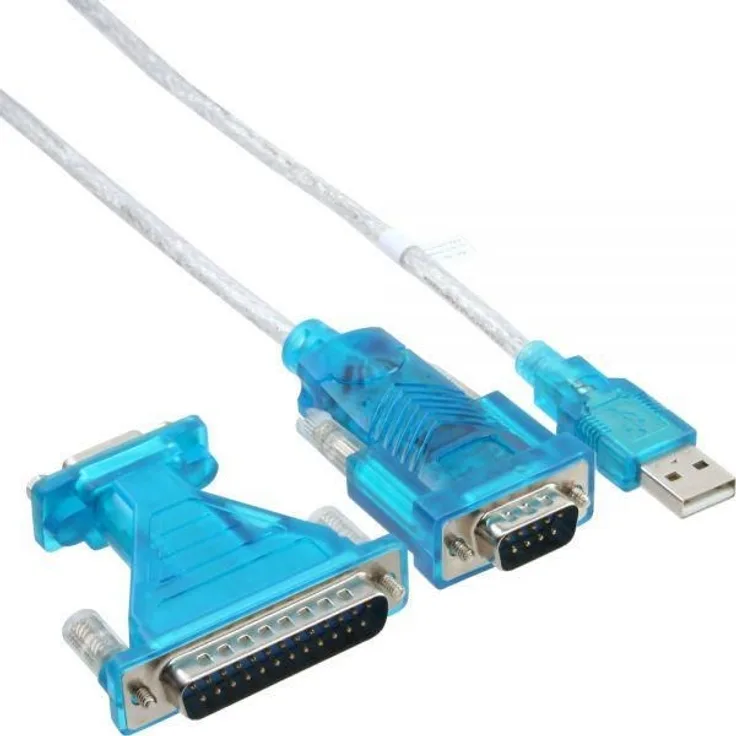 InLine 33396 USB zu Seriell Adapterkabel, USB Stecker A an 9pol Stecker, 1,8m, mit 9-25pol Adapter