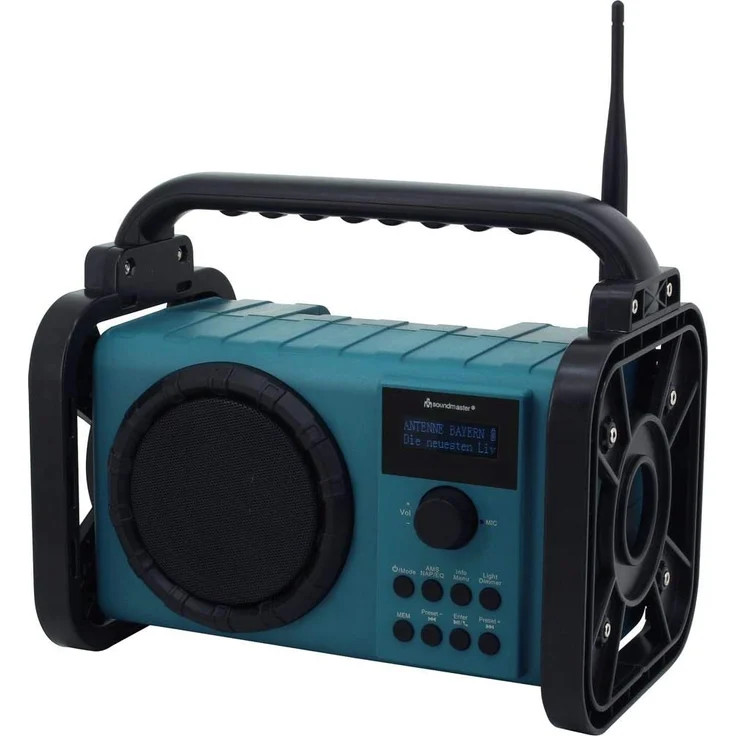 Soundmaster DAB80 Baustellenradio mit Bluetooth, geeignet für Outdoor, Dot-Matrix-Display, blau – Bild 1