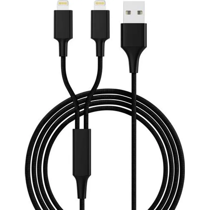 Smrter USB 2.0 Ladekabel (1x USB 2.0 Stecker A - 2x Apple Lightning-Stecker) 1.20m Schwarz