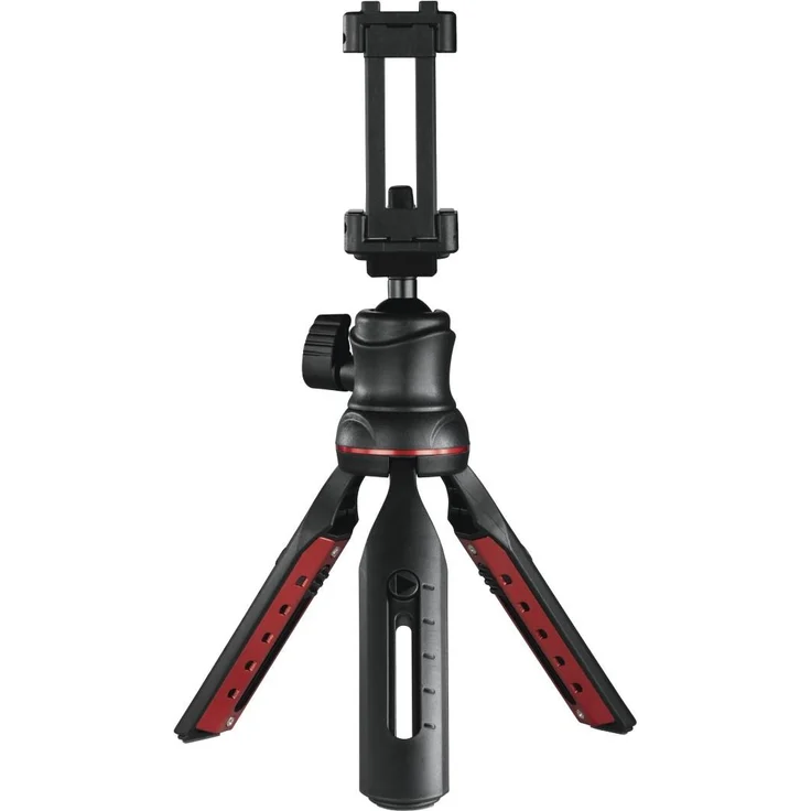 Hama Handy Stativ mit Bluetooth Fernauslöser (Selfiestick, Kamerastativ mit Handyhalterung, Reisestativ mit 3D-Kugelgelenk, 1-4 Zoll Gewinde für Smartphone und Spiegelreflexkamera) schwarz – Bild 1