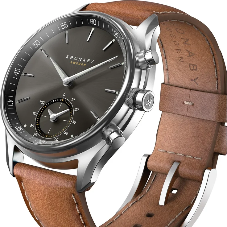 KRONABY Sekel Connected Watch A1000-0719 Hybrid-Smartwatch Unisex, 43mm, Edelstahlgehäuse, Braun/Silber/Grau – Bild 2