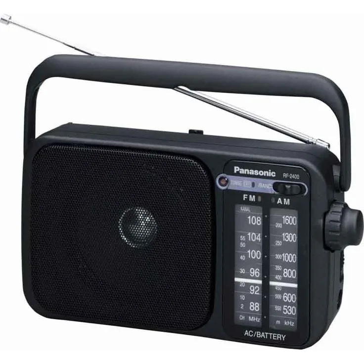 Panasonic RF-2400DEG-K Tragbares Radio mit Griff, Netz- oder Batteriebetrieb schwarz