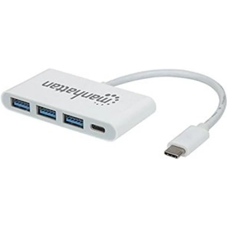 Manhattan 163552 USB-C 3.1 G1 Typ C-Hub mit Ladeport weiß