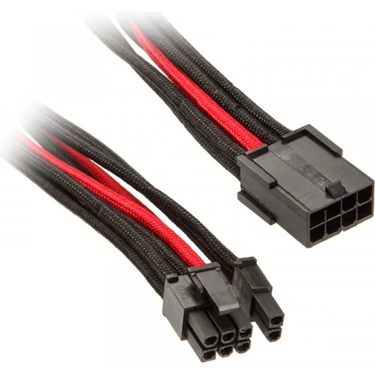 SilverStone SST-PP07-PCIBR - Netzteil-Verlängerungskabel 25cm 8pin auf PCI-E 6+2pin, schwarz-rot