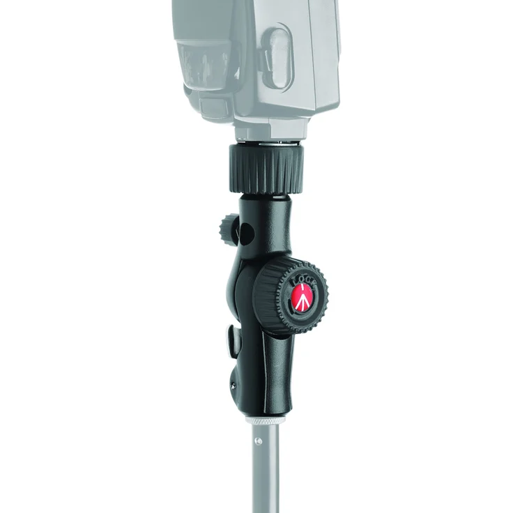 Manfrotto Blitzhalterung mit Neigegelenk und Blitzschuh