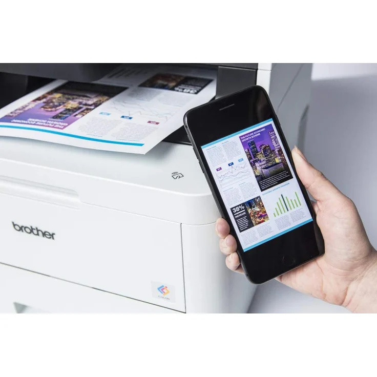 Brother MFC-L3770CDW (4-in-1) Multifunktionsdrucker - (Laser) Farbe, Druckgeschwindigkeit: 24 s/w, 24 Farbe, Auflösung: 2400 x 600, LAN, NFC, WLAN, AirPrint, Cloud Print (MFCL3770CDWG1) – Bild 2