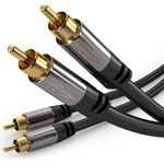 KabelDirekt - Cinch Audio Kabel - 2m - (Koaxialkabel geeignet für Verstärker, Stereoanlangen, HiFi Anlagen & andere Geräte mit Cinch Anschluss, 2 Cinch zu 2 Cinch)