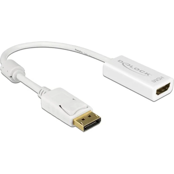 Delock Adapter Displayport 1.2 Stecker > HDMI Buchse 4K Passiv weiß