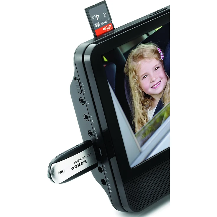 Lenco DVP-939 9-Zoll Tragbares DVD-Player Set unabhängig ansteuerbar USB und SD-MMC Anschluss integrierter Akku Schwarz – Bild 2