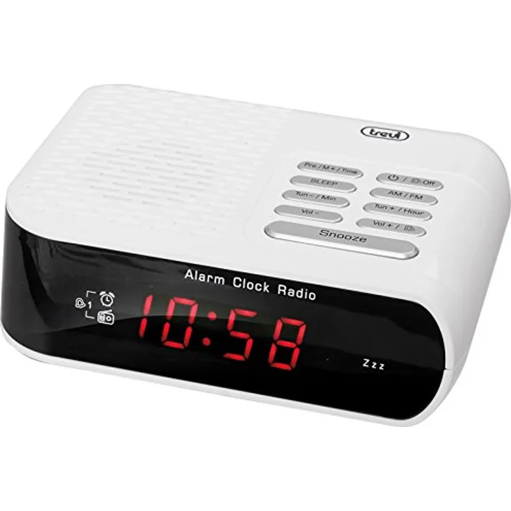 Trevi RC 827 D – Wecker (Digital, Rot, 140 x 114 x 44 mm, 230 V, 50 Hz, Weiß)