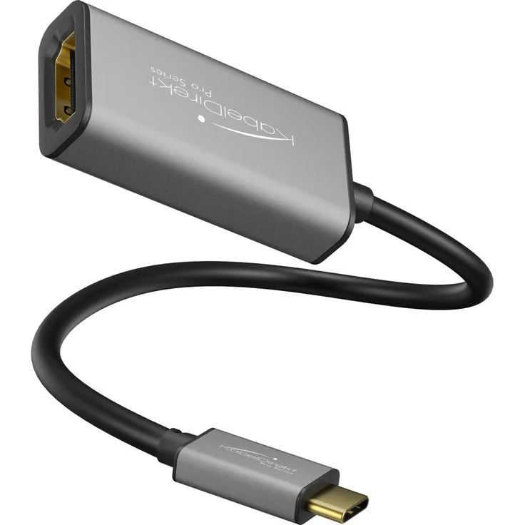KabelDirekt - USB C auf HDMI Adapter - 0,15m - (unterstützt Auflösungen bis zu 4K-60Hz, USB C 3.1 und Thunderbolt 3, geeignet für MacBook Pro 2016-2017, MacBook 12“, Chromebook Pixel uvm.)