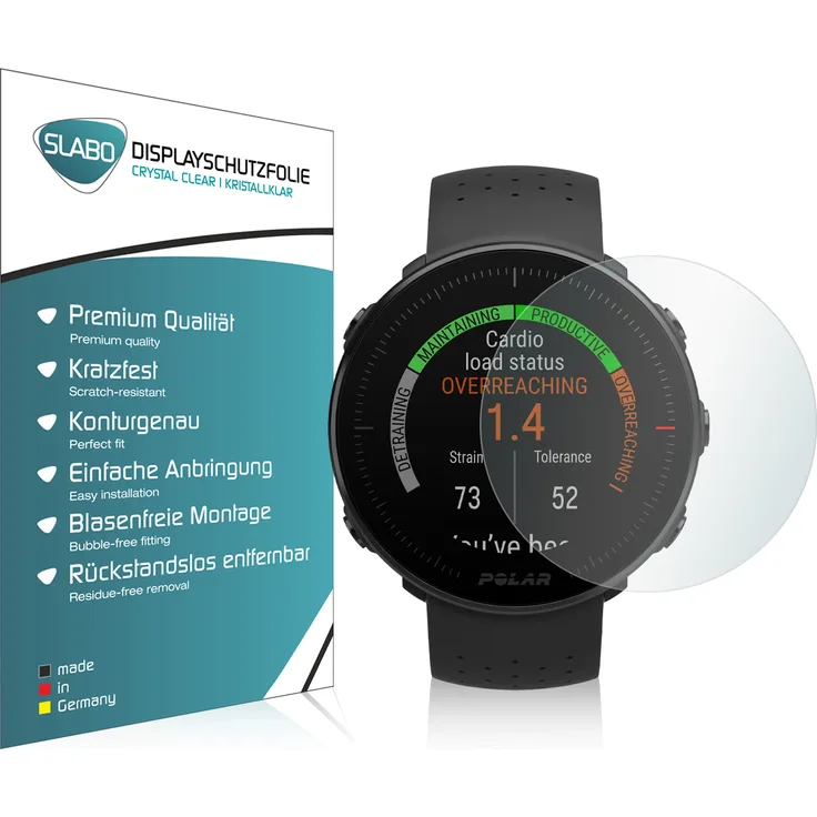 4x Slabo Displayschutzfolie für Polar Vantage M KLAR "Crystal Clear" (verkleinerte Folien) Displayfolie Schutzfolie Folie