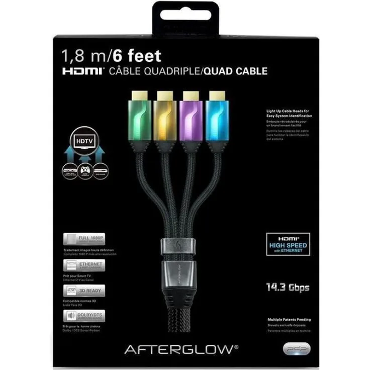 PS3 - HDMI-Kabel Afterglow Quad-Kabel 1,8m - 1080P - 3D Ready - Dolby DTX - grün-lime-lila-blau