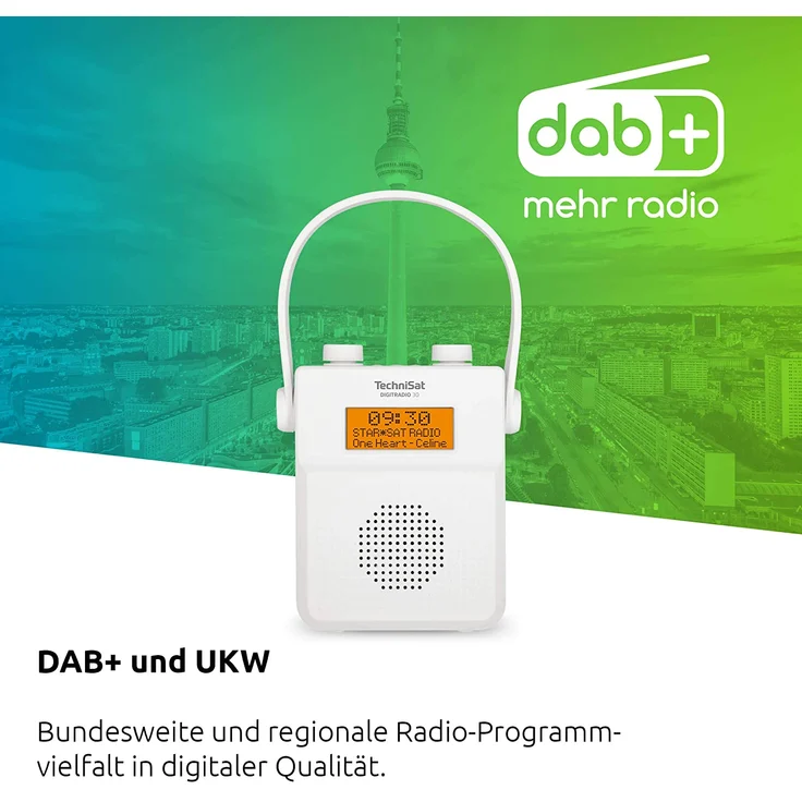 TechniSat DIGITRADIO 30 Digitalradio mit Bluetooth, LCD-Display, spritzwassergeschützt, Wecker, weiß – Bild 3