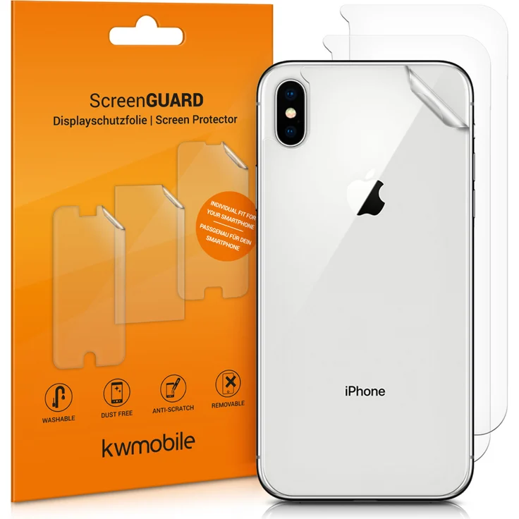 kwmobile 3x Schutzfolie für die Rückseite des Apple iPhone XS Max