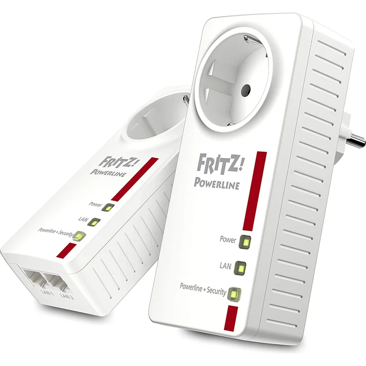 AVM Fritz Powerline 1220E Set (1,200 MBit-s, 2x Gigabit-LAN je Adapter, ideal für NAS-Anwendungen und HD-Streaming) internationale Version, weiß – Bild 1