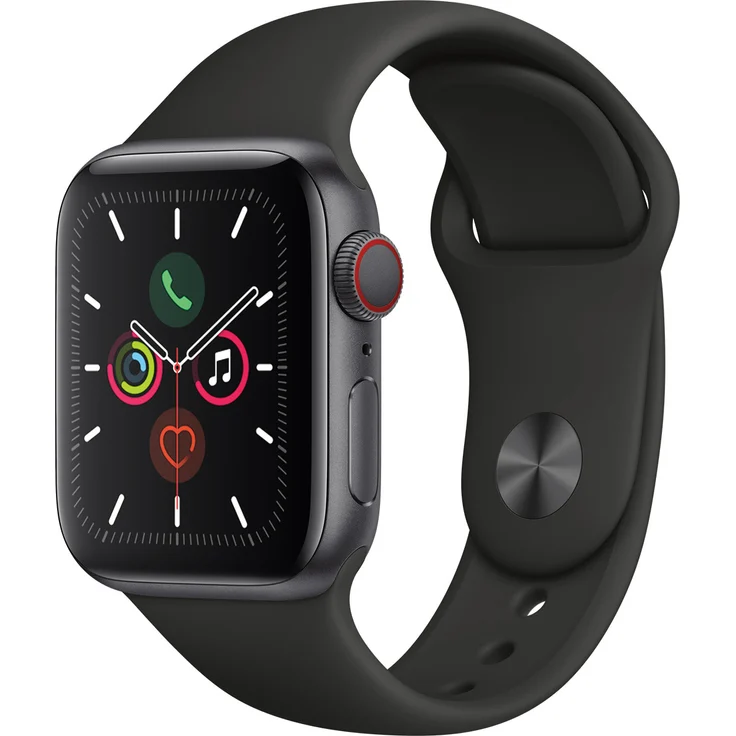 Apple Watch Series 5 Smartwatch GPS + LTE, Unisex, 40mm, Aluminiumgehäuse, Sportarmband, Grau – Bild 2