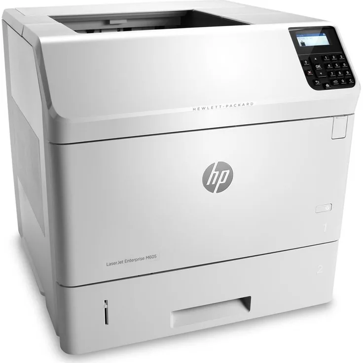 HP LaserJet Enterprise M605dn Laserdrucker (LAN, Duplex, 600 Blatt Papierfach) weiß