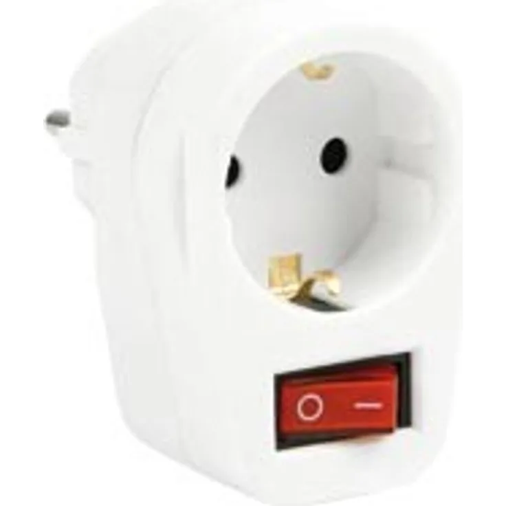 Goobay 68906 Schutzkontaktsteckdose 16 A, 1-er Schutzkontakt-Steckdosenadapter mit Schalter für DE-Stecksysteme