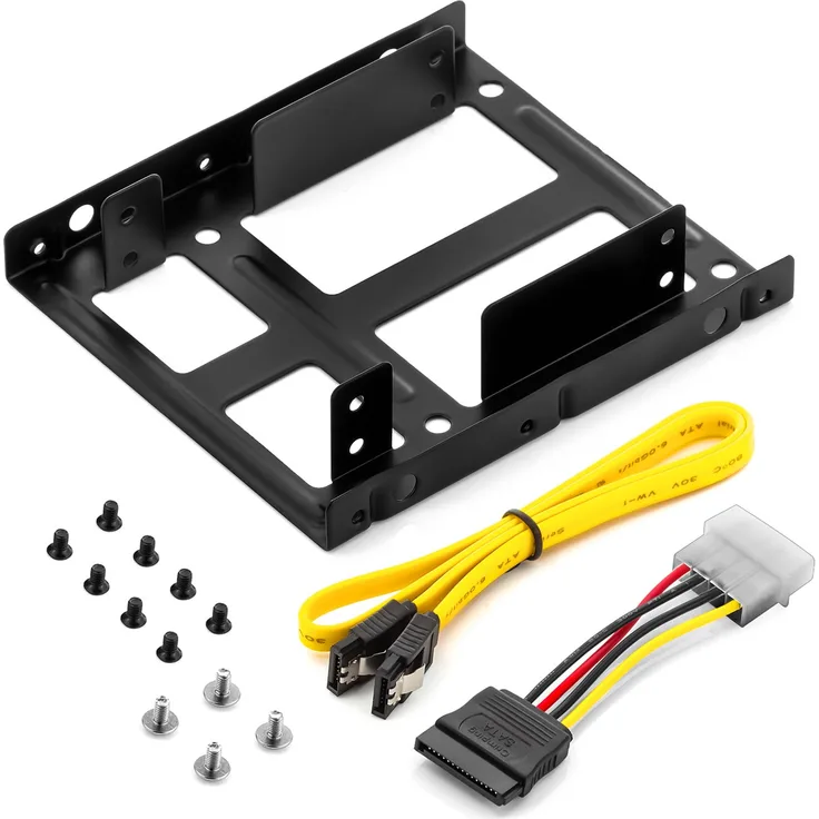 deleyCON Einbaurahmen SET - für 2x 2,5'' Festplatten / SSD's auf 3,5'' Adapter Wechselrahmen Mounting Frame Halterung Schienen inkl. Schrauben SATA Kabel und Stromadapter