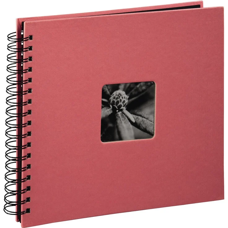 Hama Fotoalbum Fine Art, 50 schwarze Seiten, 25 Blatt, Spiralalbum 28 x 24 cm, mit Ausschnitt für Bildeinschub, flamingo-rot--rosa – Bild 1