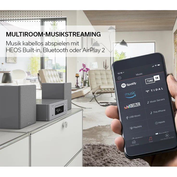 Denon OL N-10 Kompaktanlage, HiFi Verstärker, CD-Player, Internetradio, Musikstreaming, HEOS Multiroom, Bluetooth & WLAN, AirPlay 2, Alexa Kompatibel, 2 Optische TV-Eingänge, mit Lautsprecher, weiß – Bild 8