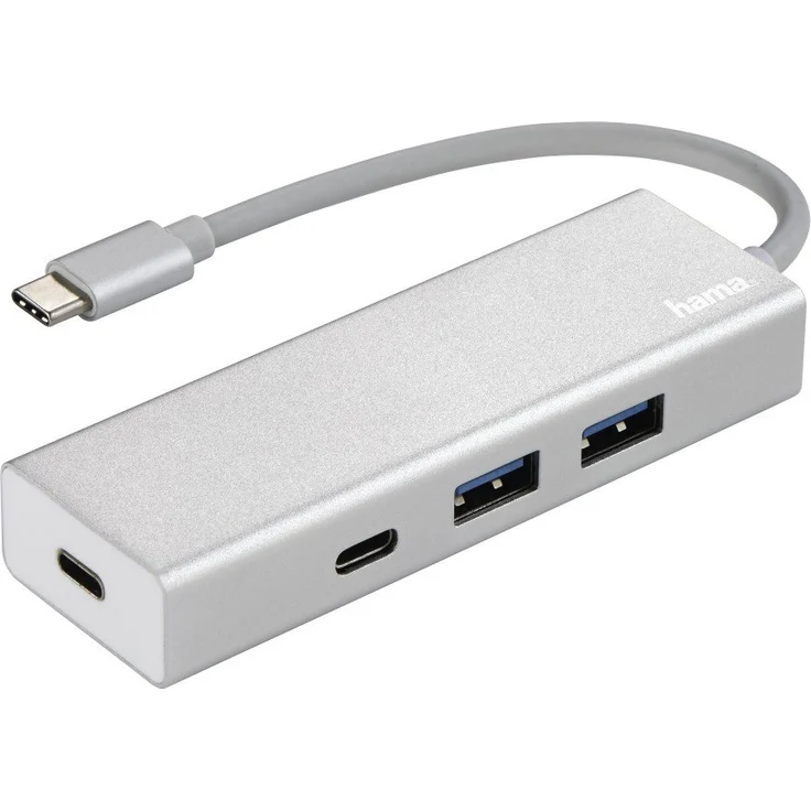 Hama USB 3.1 Type-C Hub, 4-fach (2x USB-A, 2x USB-C, 5 Gbit-s Super-Speed Datentransfer, für PC-Mac-Laptop-Tablet mit USB-C--Thunderbolt 3-Anschluss, Aluminium) externer USB-Verteiler, Multi-USB-Hub