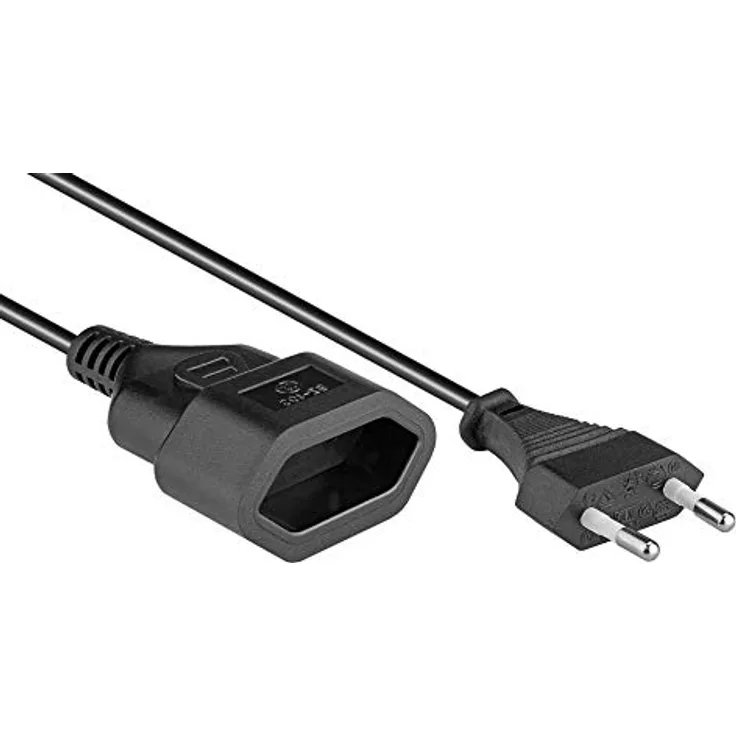 PremiumCord Verlängerungskabel 230V 2m, Euro-Verlängerung mit Eurostecker und Buchse, Stromkabelverlängerung für 230V, Stecker auf Buchse, Farbe schwarz
