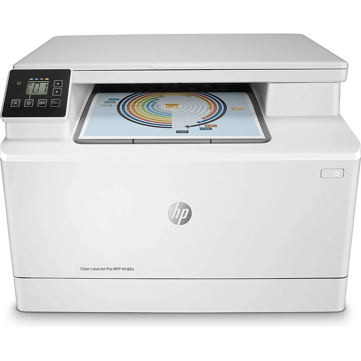 HP Color LaserJet Pro MFP M182n (3-in-1) Multifunktionsdrucker - (Laser) Farbe, Druckgeschwindigkeit: 16 s/w, 4 Farbe, Auflösung: 600 x 600, USB, LAN, AirPrint, Cloud Print (7KW54A) – Bild 1