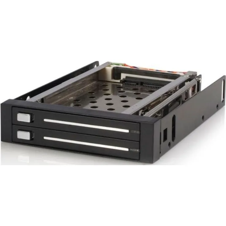 StarTech.com SATA Wechselrahmen 3,5 Zoll trägerlos - Mobiles Festplatten Speicher Rack für 2x 6,4cm (HSB220SAT25B)