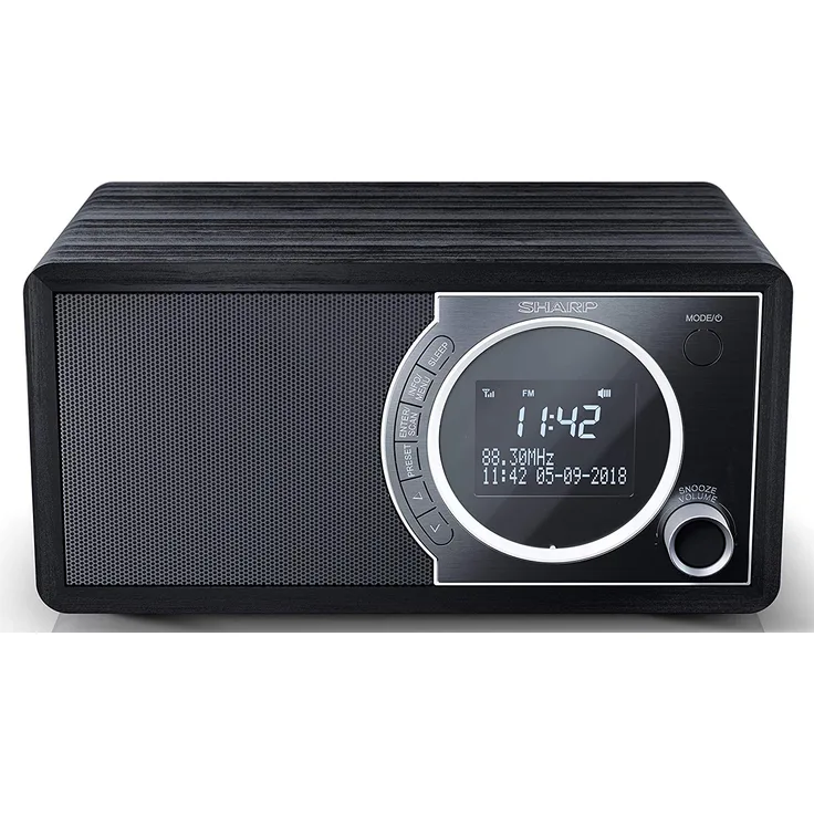 SHARP DR-450 (BK) DAB, DAB+ Digitalradio, Bluetooth, FM Radio, Alarm--Schlaf und Snooze-Funktion, Holzoptik, Schwarz