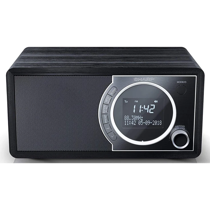 SHARP DR-450 (BK) DAB, DAB+ Digitalradio, Bluetooth, FM Radio, Alarm--Schlaf und Snooze-Funktion, Holzoptik, Schwarz – Bild 1