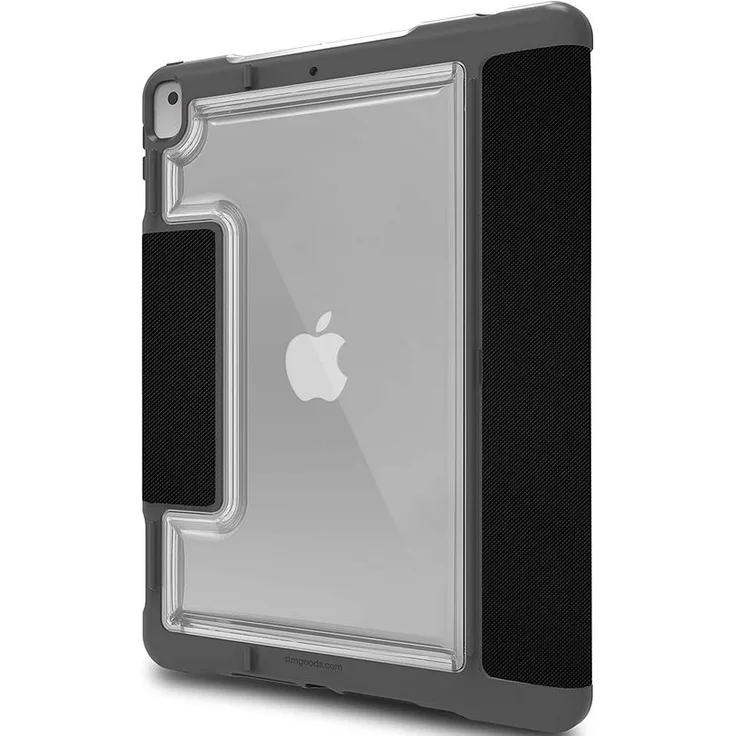 STM Bags Dux Plus DUO Case für Apple iPad 10,2'' (2019) - schwarz-transparent [Militär Standard I Apple Pencil - Logitech Crayon Fach I Wasserabweisend I Standfunktion I Wake-sleep]