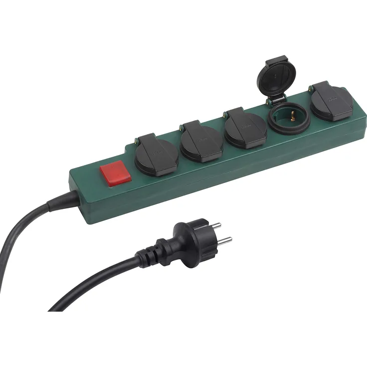 Meister Steckdosenleiste 5-fach - 1,4 m Kabel - Gummischlauchleitung - IP44 Außenbereich - Schalter - Verteilersteckdose - Feuchtraum-Steckdosenverteiler - Outdoor-Steckdosenleiste - 7430920