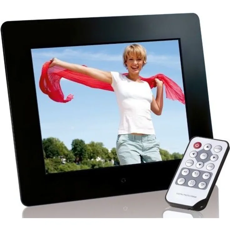 Intenso Photobase Digitaler Bilderrahmen (20,3cm (8 Zoll) Display, SD Kartenslot, Fernbedienung) schwarz