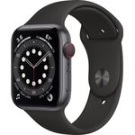 Apple Watch Series 6 Smartwatch GPS + Cellular, 44mm, Aluminiumgehäuse Space Grau, Sportarmband Schwarz