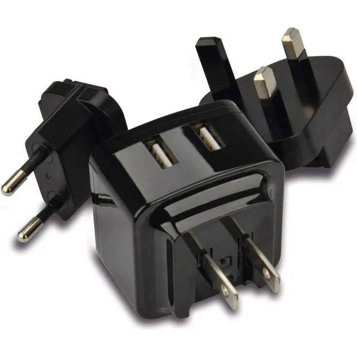 cartrend USB-Reisestecker-Set, EU - UK - US zum Laden und Betreiben verschiedener Geräte wie z.B. - 1 Stück (10416)