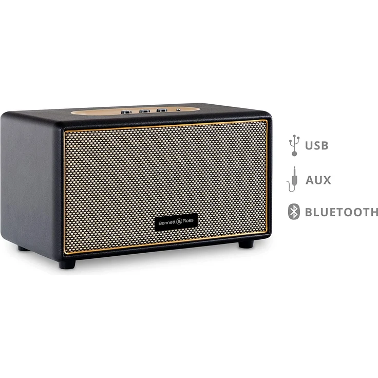 Bennett & Ross BB-860BK Blackmore Retro Bluetooth Lautsprecher in Lederoptik schwarz – Bild 3
