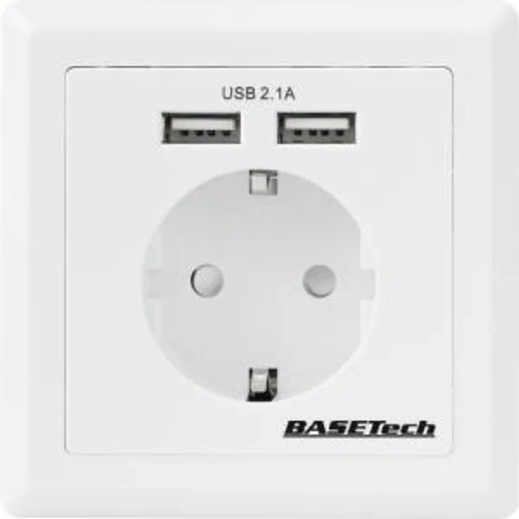 Basetech Unterputz-Steckdose mit USB IP20 Weiß Basetech