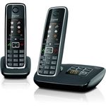 Gigaset C530A Duo Candy-Bar, strahlungsarmes Schnurlostelefon mit Anrufbeantworter, Farbdisplay und Rufnummernanzeige, Analog-Telefon, schwarz