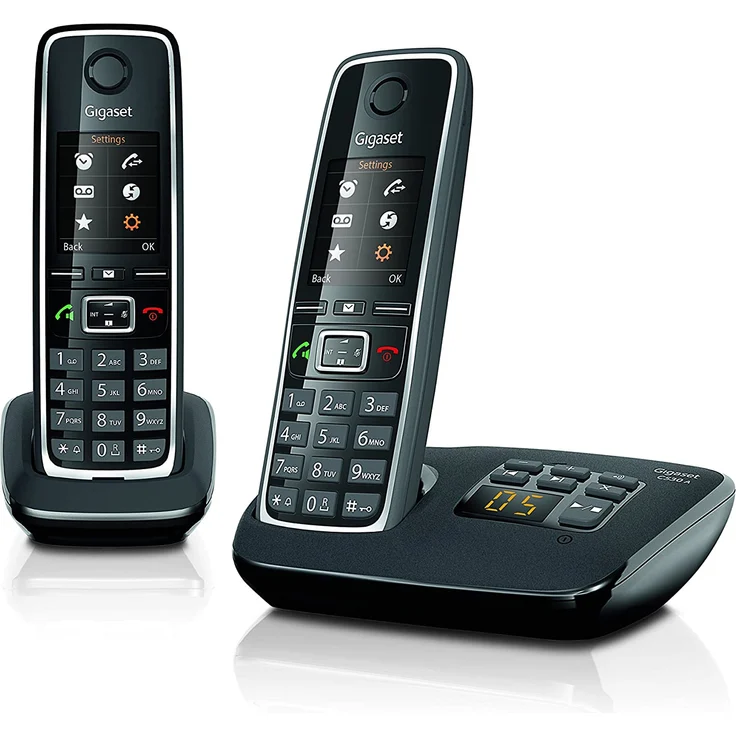 Gigaset C530A Duo Candy-Bar, strahlungsarmes Schnurlostelefon mit Anrufbeantworter, Farbdisplay und Rufnummernanzeige, Analog-Telefon, schwarz – Bild 1