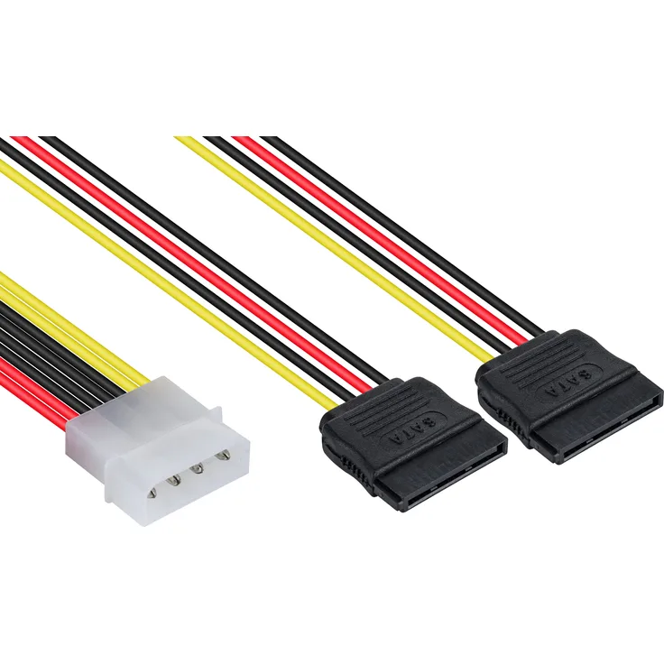 Poppstar 1x 10 cm Sata 3 Strom-Adapter Y-Kabel (Stromkabel Splitter - 1x 4-pin Molex Stecker auf 2x 15-pin Sata Buchse)