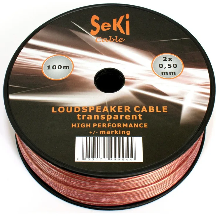 Lautsprecherkabel 2x0,50mm2 - 100m - transparent - CCA - Audiokabel - Boxenkabel