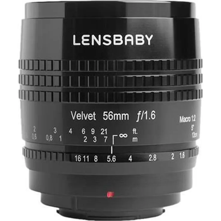 Lensbaby Velvet 56 Fuji X - Porträt und Makro Objektiv - ideal für samtige Bokeh-Effekte und kreative Unschärfe - Brennweite 56 mm, Blende f-1,6 - 1:2 Makro Vergrößerung mit 13 cm Naheinstellgrenze - passend für Fuji Systemkameras - schwarz